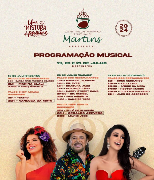 programação do festival gastronômico